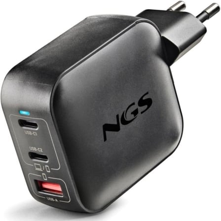 Cargador de Pared GaN NGS BUD100WTINY 100W/ 2xUSB Tipo-C/ 1xUSB/ 100W_0