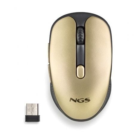 Ratón Inalámbrico NGS / Rust/Dourado / Até 1600 DPI / Batería Recargável / NGS-MOU_EVO_RUST_GD
