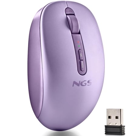 Ratón Ergonómico Inalámbrico NGS Fog Dual FOGDUALPURPLE Silencioso/ Hasta 1600 DPI/ Púrpura_0