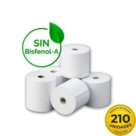 Caja de Rollos Papel Térmico Genérico 57x35 210U BPA/ 57 x 35mm/ 210 unidades_0