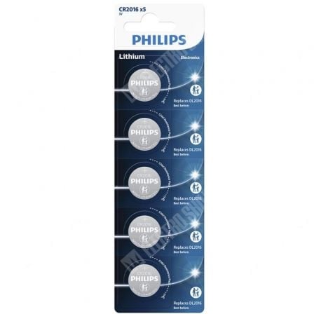 Pack de 5 Pilas de Botón Philips CR2016P5/01B Lithium/ 3V_0