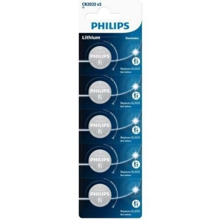 Pack de 5 Pilas de Botón Philips CR2025P5/01B Lithium/ 3V_0