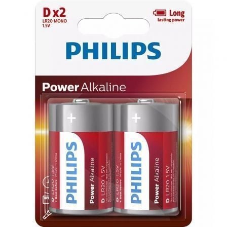 Pack de 2 Pilas D Philips LR20P2B/10/ 1.5V/ Alcalinas_0
