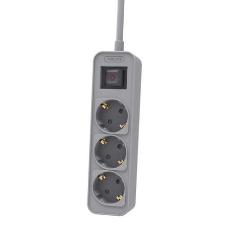 Regleta con Interruptor Philips CHP2134G/ 3 Tomas de corriente/ Cable 1.5m/ Gris_0