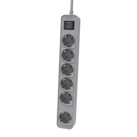 Regleta con Interruptor Philips CHP2164G/10/ 6 Tomas de corriente/ Cable 1.5m/ Gris_0