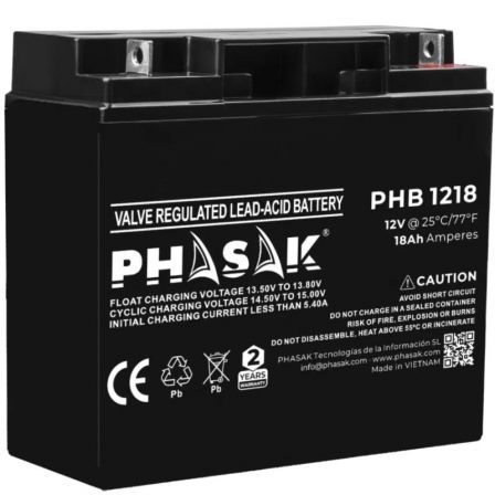 Batería Phasak PHB 1218 compatible con SAI/UPS PHASAK según especificaciones_0