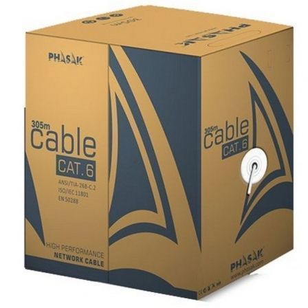 Bobina de Cable RJ45 UTP Phasak PHR 6302 Cat.6/ 305m/ Gris_0