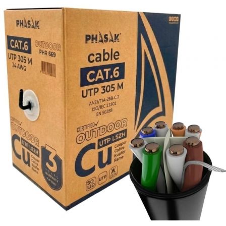 Bobina de Cable RJ45 UTP Phasak PHR 669 Cat.6/ 305m/ Gris_0