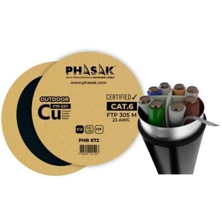 Bobina de Cable RJ45 FTP Phasak PHR 672 Cat.6/ 305m/ Gris_0