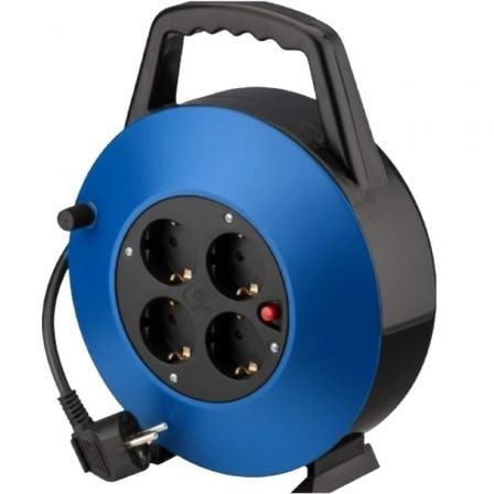 Regleta enrollable Phasak BN 3411/ 4 Tomas de Corriente/ Cable 10m/ Azul_0