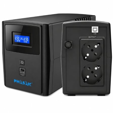 SAI Línea Interactiva Phasak SIRIUS 1000 VA Interactive/ 1000VA-600W/ 2 Salidas/ Formato Torre_0
