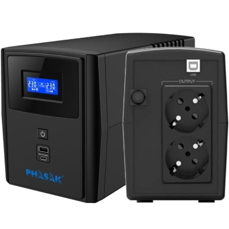 SAI Línea Interactiva Phasak SIRIUS 800 VA Interactive/ 800VA-480W/ 2 Salidas/ Formato Torre_0