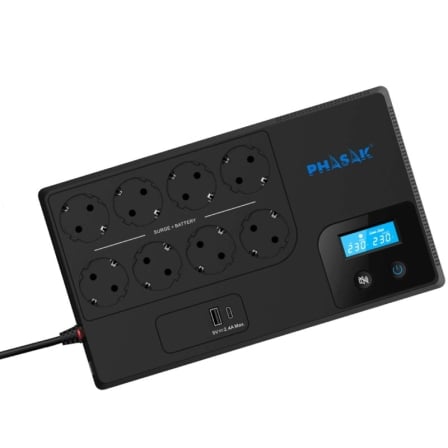 SAI Línea Interactiva Phasak Smart Home 1050VA/ 1050VA-600W/ 8 Salidas/ Formato Bloque_0