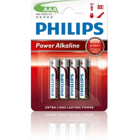 Pack de 4 Pilas AAA Philips LR03P4B/10/ 1.5V/ Alcalinas_0