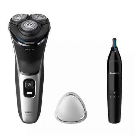 Philips Shaver S3143 02 Series 3000 with Nosetrimmer silver black (S3143/02)_0