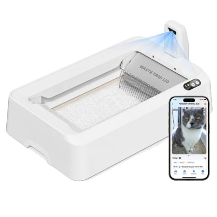 Arenero para Gatos Autolimpiable PetKit PuroBot Crystal Duo con Cubierta/ Control desde APP/ Blanco_0