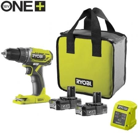 Taladro-Atornillador Sin Cable Ryobi ONE+ R18DD2-220S/ 2 baterías 18V 2,0 Ah/ Cargador 1,5 A/ Bolsa de Transporte_0