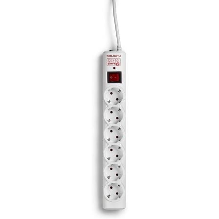 Regleta con interruptor Salicru SAFE 6/ 6 Tomas de corriente/ Cable 1.5m/ Blanca_0