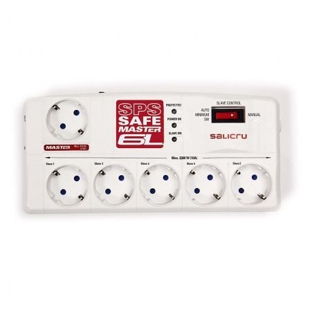 Regleta con interruptor Salicru SAFE MASTER/ 5 Tomas de corriente/ 1 Master/ 2 USB/ Cable 1.8m/ Blanca_0