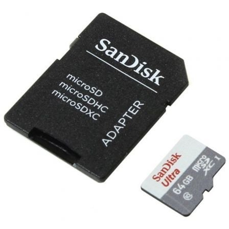 Tarjeta de Memoria SanDisk Ultra 64GB microSD XC con Adaptador/ Clase 10/ 100MB/s_0