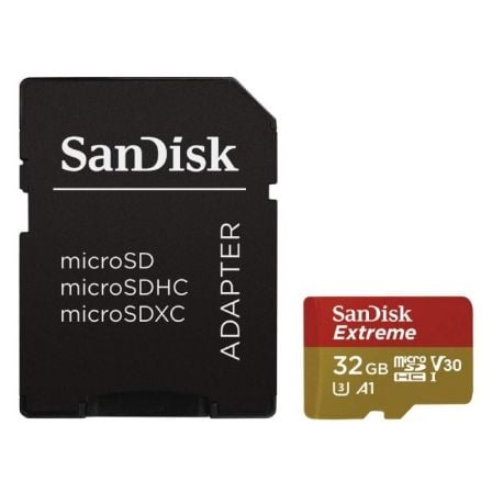 Tarjeta de Memoria SanDisk Extreme 32GB microSD HC UHS-I con Adaptador/ Clase 10/ 100MBs_0