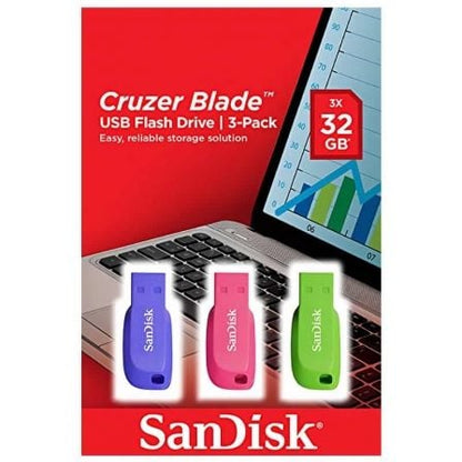 Pendrive 32GB SanDisk Cruzer Blade Pack 3 USB 2.0_0