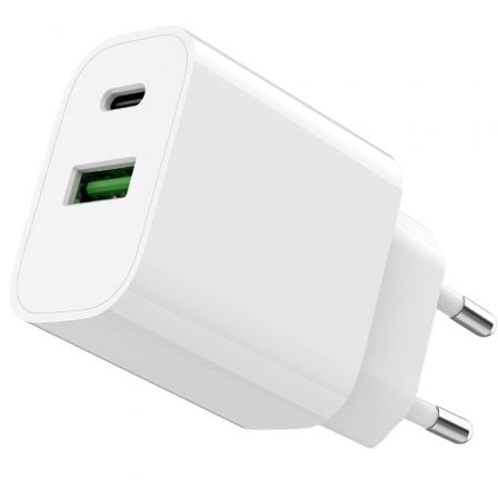 Cargador de Pared SPC Fast Charger 4341B/ 1xUSB Tipo-C/ 1xUSB/ 20W/ Blanco_0