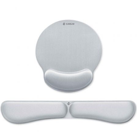 Pack de Reposamuñecas y Alfombrilla Ergonómica Subblim Ergo MemoryFlex/ Plateadas_0