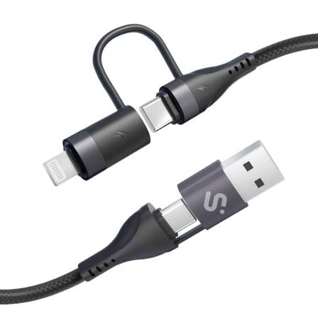 Cable USB 2.0 Tipo-C Subblim Top 4 en 1/ USB Tipo-C Macho - USB Macho/ USB Tipo-C Macho - Lightning Macho/ Hasta 60W/ 480Mbps/ 1m/ Negro_1
