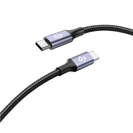 Cable USB 2.0 Tipo-C Subblim Plus/ USB Tipo-C Macho - USB Tipo-C Macho/ Hasta 100W/ 480Mbps/ 2m/ Negro_1