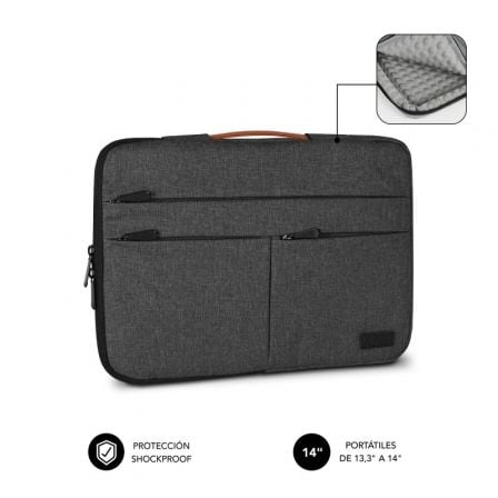 Funda Subblim Air Padding 360 Sleeve para Portátiles hasta 14"/ Gris Oscuro_0