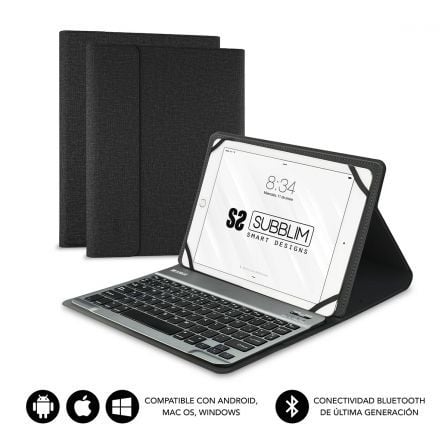 Funda con Teclado Subblim Keytab Pro Bluetooth para Tablets de 10.1"-10.8"/ Negra_0