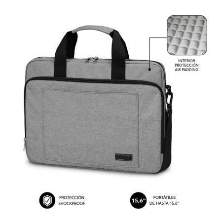 Maletín Subblim Air Padding Laptop Bag para Portátiles hasta 15.6"/ Cinta para Trolley/ Gris_0