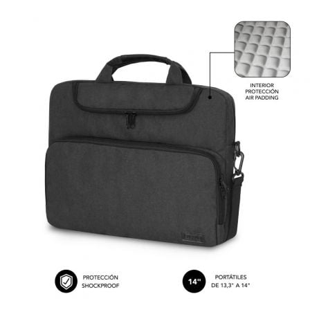 Maletín Subblim Air Padding para Portátiles hasta 14"/ Gris Oscuro_0