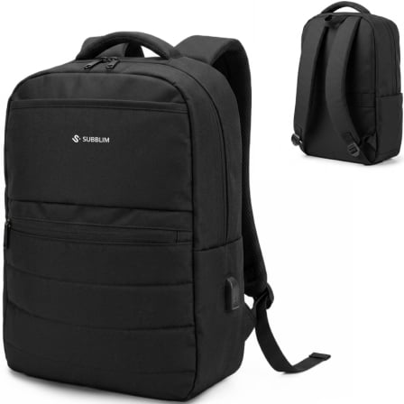 Mochila Subblim Compact Backpack 15L para Portátiles hasta 15.6"/ Repelente al agua/ Cinta para Trolley/ Negra_1