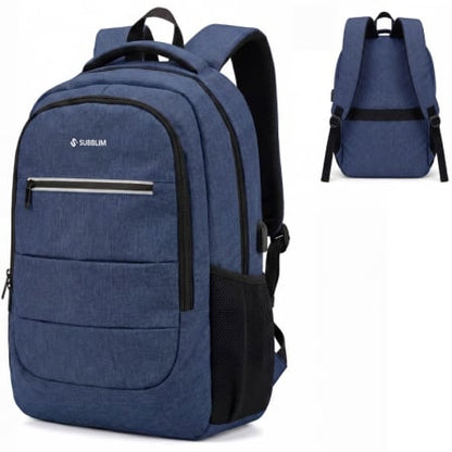 Mochila Subblim City Plus 26L Backpack para Portátiles hasta 16"/ Puerto USB/ Repelente al agua/ Reflectante/ Cinta para Trolley/ Azul_1