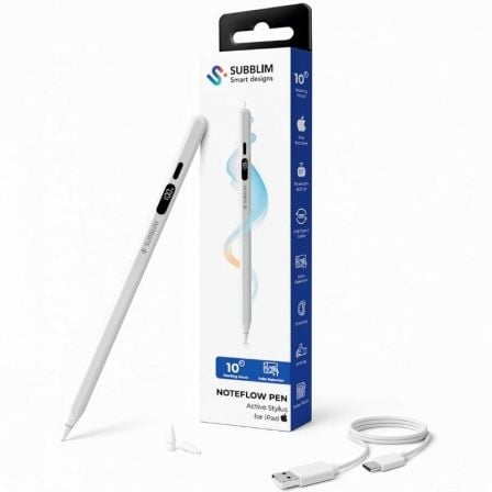 Lápiz Electrónico Subblim NoteFlow Pen para iPad/ Blanco_0