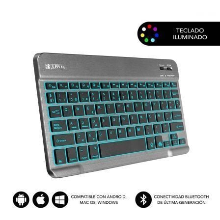 Teclado Compacto Inalámbrico por Bluetooth Subblim Smart Backlit/ Gris_0