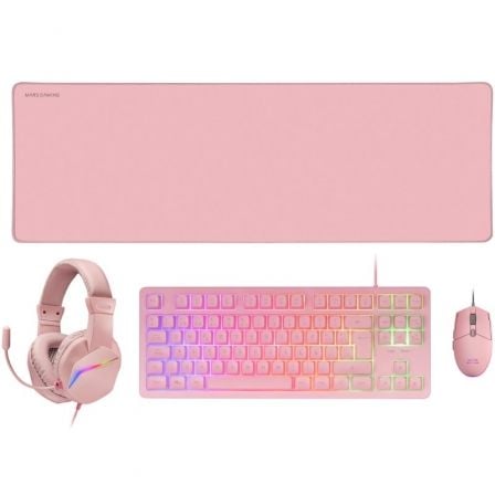 Pack Gaming Mars Gaming MCP-RGB3P/ Teclado RGB + Ratón Óptico + Alfombrilla XXL + Auriculares_0
