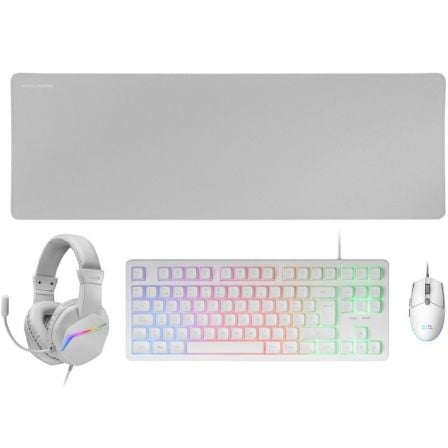 Pack Gaming Mars Gaming MCP-RGB3W/ Teclado RGB + Ratón Óptico + Alfombrilla XXL + Auriculares_0