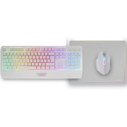 Pack Gaming Mars Gaming MCP124/ Teclado H-MECH  + Ratón Óptico + Alfombrilla/ Blanco_0