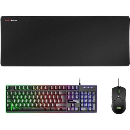 Pack Gaming Mars Gaming MCPX/ Teclado H-MECH  + Ratón Óptico + Alfombrilla/ Negro_0