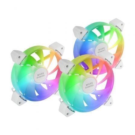 Pack 3 Ventiladores Mars Gaming MF-3A/ 12cm/ ARGB/ Blanco_0