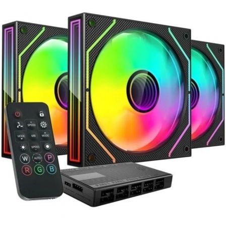Pack 3 Ventiladores Mars Gaming MF-3DPROKIT/ 12cm + HUB + Mando a Distancia/ ARGB_0