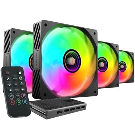 Pack 4 Ventiladores Mars Gaming MF-SI4KIT/ 12cm + HUB + Mando a Distancia/ ARGB_0