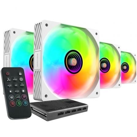 Pack 4 Ventiladores Mars Gaming MF-SI4KIT/ 12cm + HUB + Mando a Distancia/ ARGB/ Blancos_0