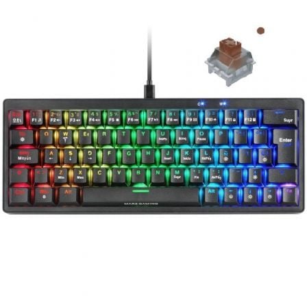 Teclado Gaming Mecánico Mars Gaming MKMINIPRO/ Switch Marrón/ Negro_0
