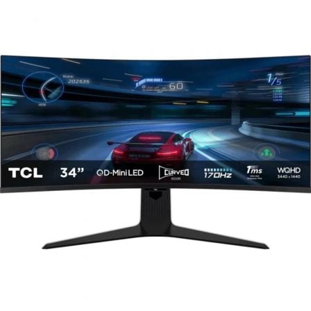 Monitor Gaming Curvo TCL 34R83Q 34"/ WQHD/ 1ms/ 170Hz/ VA/ Regulable en altura/ Blanco y Negro_0