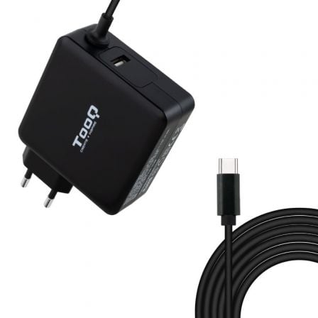 Cargador Portátil TooQ TQLC-USBC90PD / USB Tipo-C / 90W / Automático / 5-20V / 1x USB Tipo-C / Preto