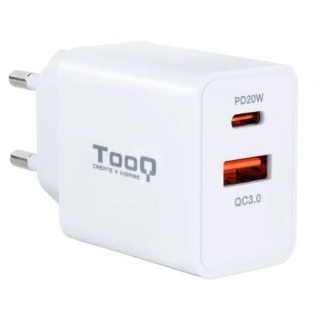Cargador de Pared TooQ TQWC-2SC04WT/ 1xUSB Tipo-C/ 1xUSB/ 20W_0
